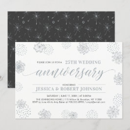 Silber | Modernes Blumenjubiläum 25. Hochzeit Einladung