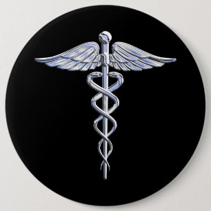 Silber mögen Caduceus-medizinisches Symbol auf Button