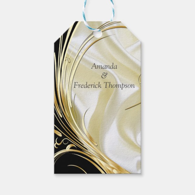 Silber oder Gold Abstrakte Blume auf - Seide und K Geschenkanhänger (Vorderseite)