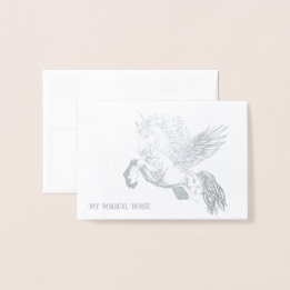 Silber- oder Goldfolienkarte des Pegasus-Pferdes Folienkarte