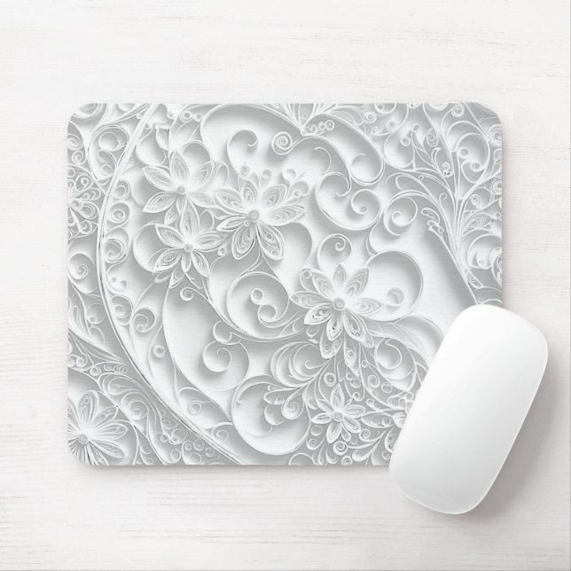 Silber Paper Quilling Daisy Design Mousepad (Mit Mouse)