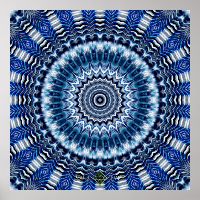 Silber plätschert Mandala Poster (Vorne)