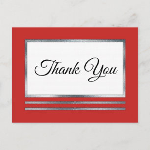 Silber Red Modern Simple Elegant Vielen Dank Postkarte