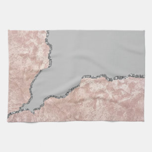 Silber Rosa Gebürsteter Metallglitter Geschirrtuch