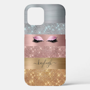 Silber Roségold Glitter Beauty Wimpern iPhone 12 Hülle