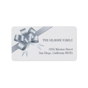 Silber Satin Geschenkband Urlaubsadresse Adressaufkleber