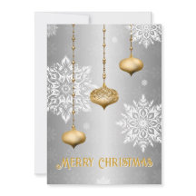 Silber-Schneeflocken- und Ornament-Weihnachtskarte