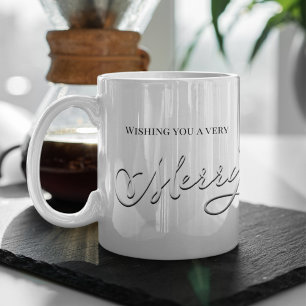 Silber Schrift Frohe Weihnachten personalisierter Kaffeetasse