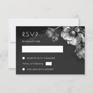 Silber Schwarz Floral RSVP Karte
