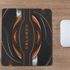 Silber, Schwarz, Orange, geometrische Gaming-Monog Mousepad