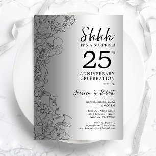 Silber-Schwarze Überraschung zum 25. Jubiläum Einladung