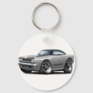 Silber-Schwarzes Hauben-Auto 1968 Plymouths GTX Schlüsselanhänger