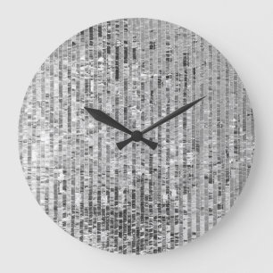 Silber-Sequenzen, glamouröser, nahtloser Hintergru Große Wanduhr