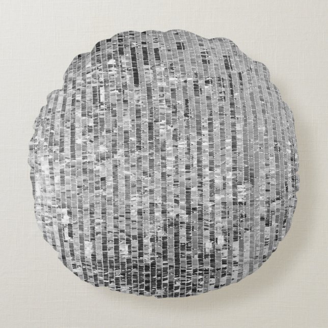 Silber-Sequenzen nahtlos Muster Rundes Kissen (Vorderseite)