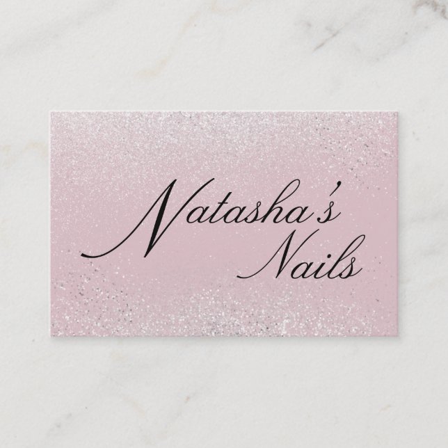 Silber-Shimmer-Staub und rosa Visitenkarte (Vorderseite)