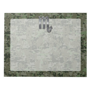 Silber Skorpion Sternzeichen Wald Digital Camo Notizblock