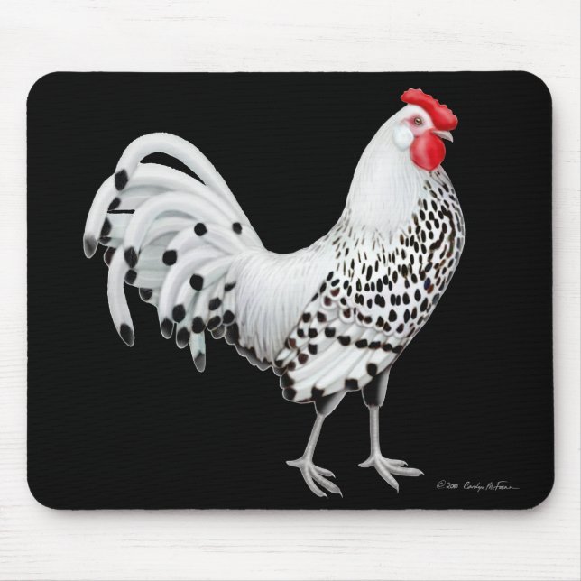 Silber Spangled Hamburg-Huhn Mousepad (Vorne)