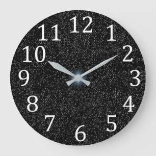 Silber Stars Falten auf Schwarz-weißen Zahlen Uhr