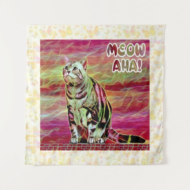 Silber-Tabby-Katze Wandteppich (Vorderseite)