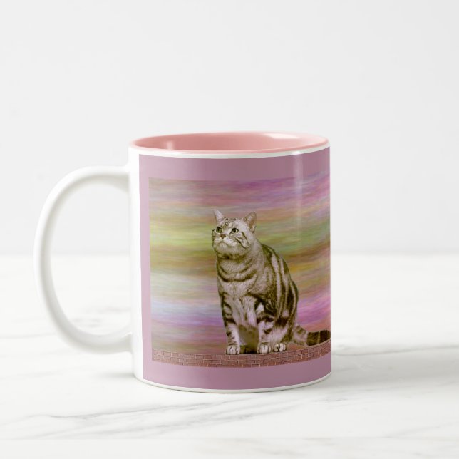 Silber-Tabby-Katze Zweifarbige Tasse (Links)