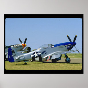 Silber u. Blaues, P51 Mustang, Side_WWII Flugzeuge Poster