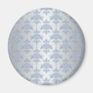 Silber und blassblauer fantasievoller Damast Magnet