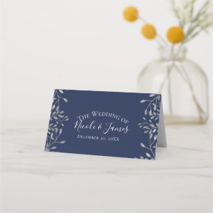 Silber- und Blau-Botanik Moderner Hochzeitstisch S Platzkarte
