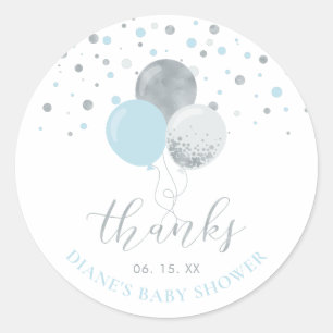 Silber- und blaue Luftballons   Partygeschenk Dank Runder Aufkleber