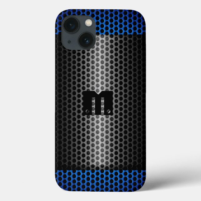 Silber und Blauer Edelstahl Metallloch Case-Mate iPhone Hülle (Rückseite)
