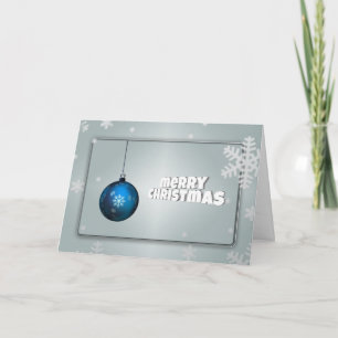 Silber und Blauer Weihnachtsbaum mit Ball Feiertagskarte