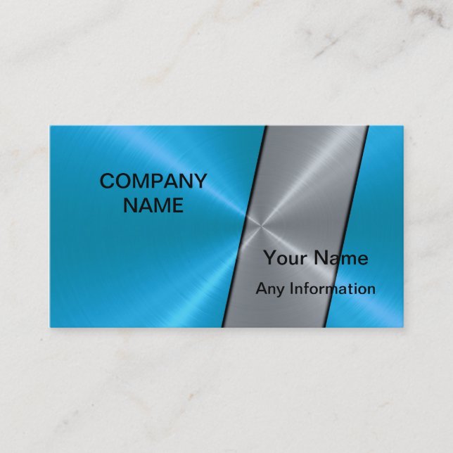 Silber und Blue Luxury Metallic Visitenkarte (Vorderseite)
