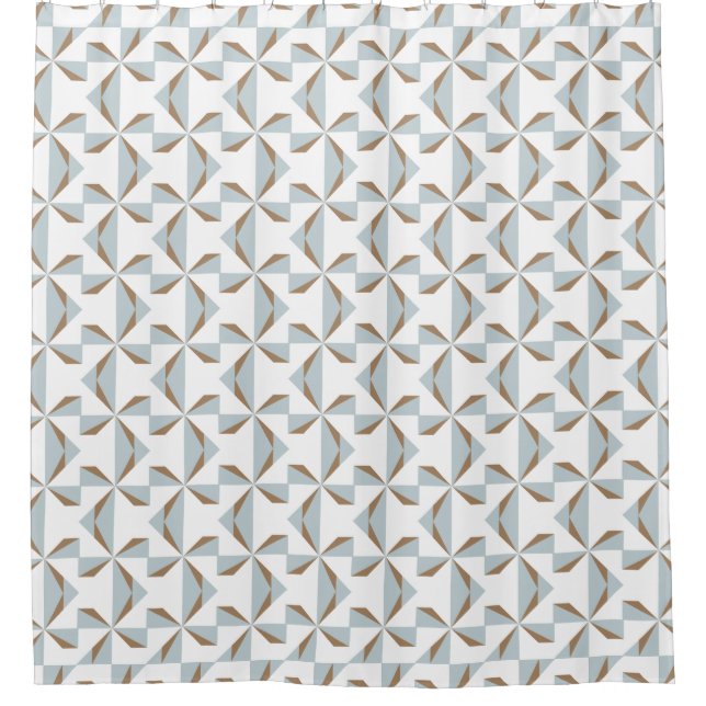 Silber und Braun Pinwheel Duschvorhang (Vorderseite)