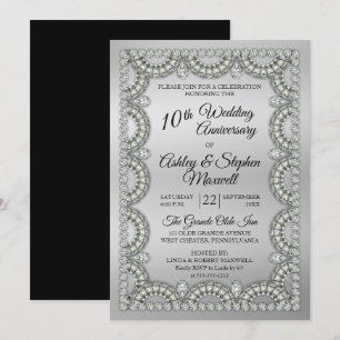 Silber- und Diamantene Hochzeit zum 10. Jubiläum P Einladung