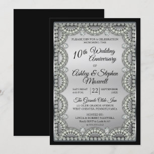 Silber- und Diamantene Hochzeit zum 10. Jubiläum P Einladung