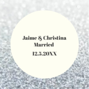 Silber und Elfenbein Gastgeschenk Hochzeit Vinyl Aufkleber