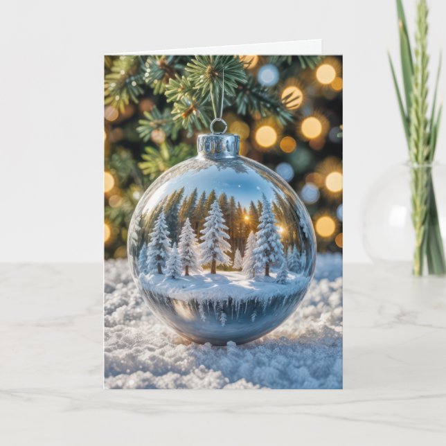 Silber und Glas Weihnachtsschmuck Karte (Vorderseite)