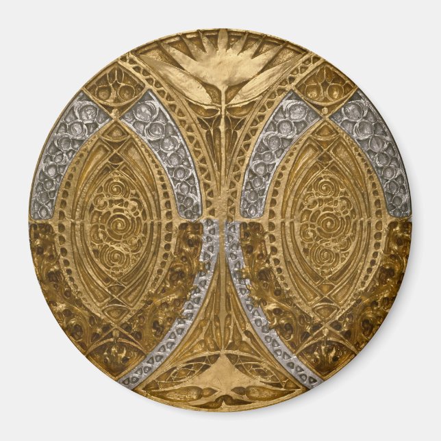 Silber- und Gold-Art-Deco-Muster Magnet (Vorne)