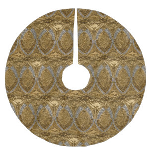 Silber- und Gold-Art-Deco-Muster Polyester Weihnachtsbaumdecke