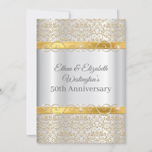 Silber und Gold Diamond 50 Jahre alt Einladung (Vorderseite)