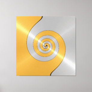 Silber und Gold Edelstahl Metallwirbel Leinwanddruck