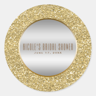 Silber- und Gold-Glitter Glam elegante Hochzeitsge Runder Aufkleber