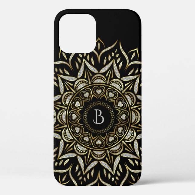 Silber und Gold Imitate Glitzer Mandala Design Case-Mate iPhone Hülle (Rückseite)
