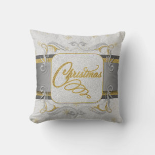 Silber und Gold Imitats Glitzer Weihnachten Kissen