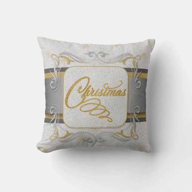 Silber und Gold Imitats Glitzer Weihnachten Kissen (Vorderseite)