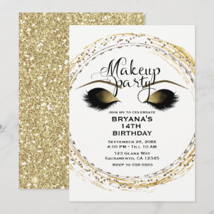 Silber- und Gold-Make-up-Wimpern Glam-Beauty-Party Einladung