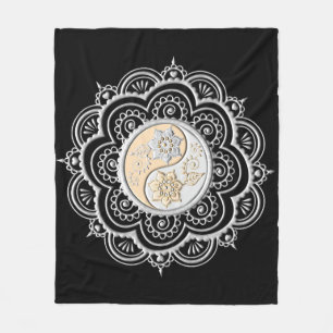 Silber- und Gold-Mandala Fleecedecke