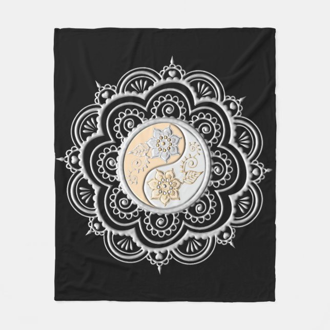 Silber- und Gold-Mandala Fleecedecke (Vorderseite)