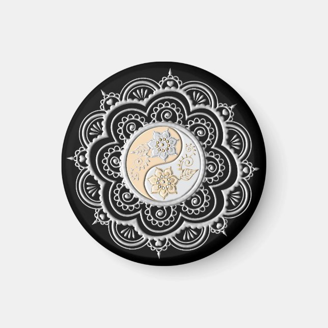Silber- und Gold-Mandala Magnet (Vorne)