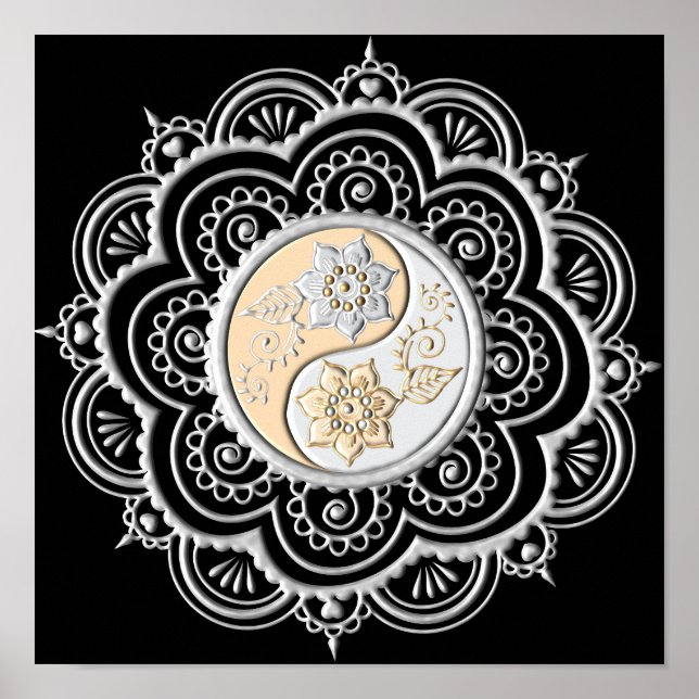 Silber- und Gold-Mandala Poster (Vorne)