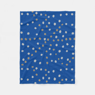 Silber und Gold Polka Punkte auf blau Fleecedecke